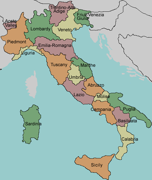 Printable Map of Italy – Regions of Italy Map [PDF]