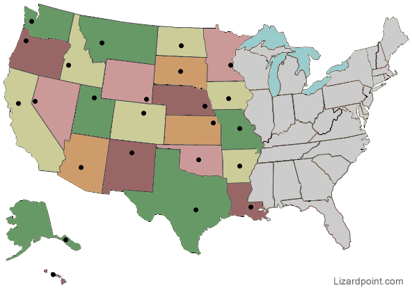 Test your geography knowledge USA western state capitals quiz Lizard Point Quizzes