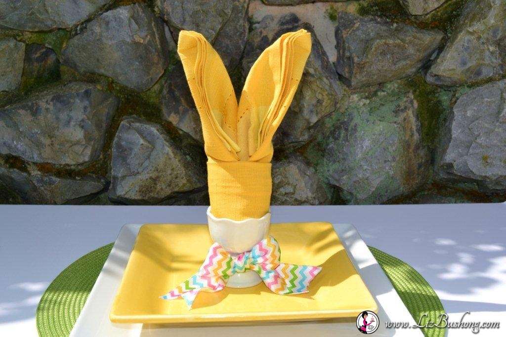 Bunny Ears napkin fold finished Liz