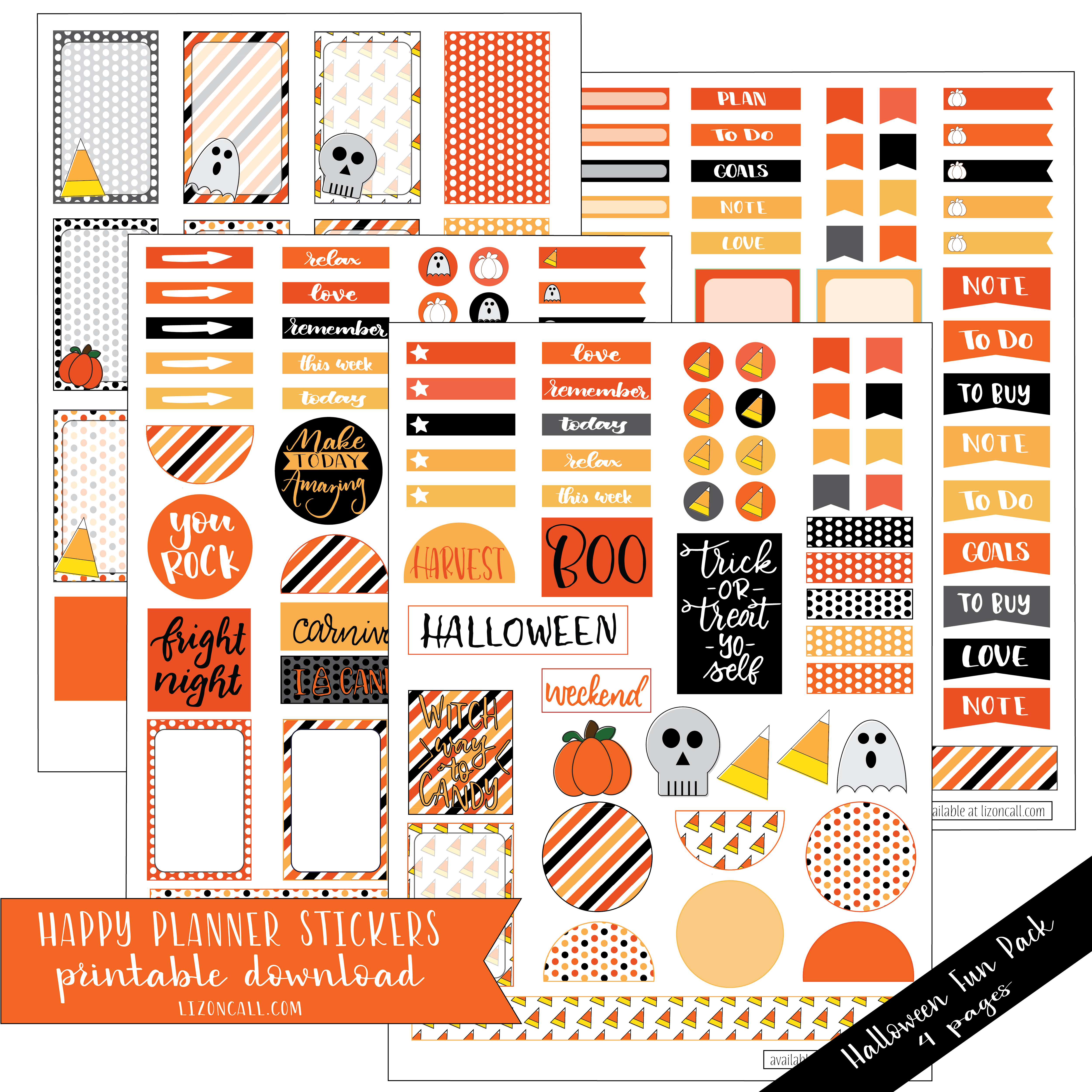 Happy Planner Stickers Halloween Liz on Call