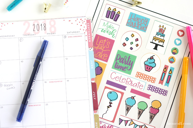 free birthday planner stickers liz on call