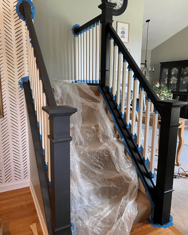 Staircase Makeover Painting Black and Updating the Whole Look!