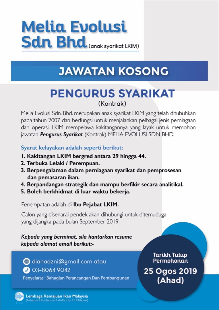 Lembaga Kemajuan Ikan Malaysia Jawatan Kosong / Kerja Kosong LKIM