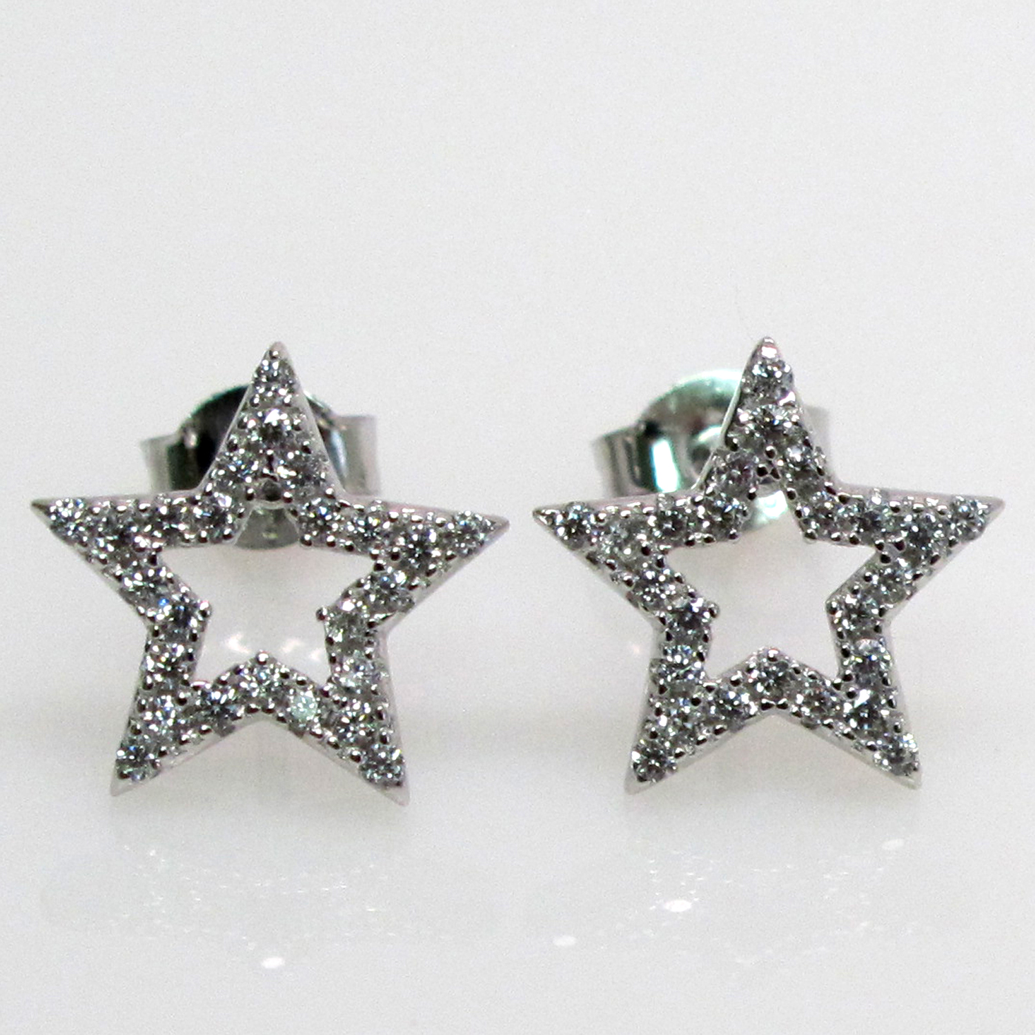 PRECIOUS STAR SHAPE 925 STERLING SILVER STUD EARRINGS