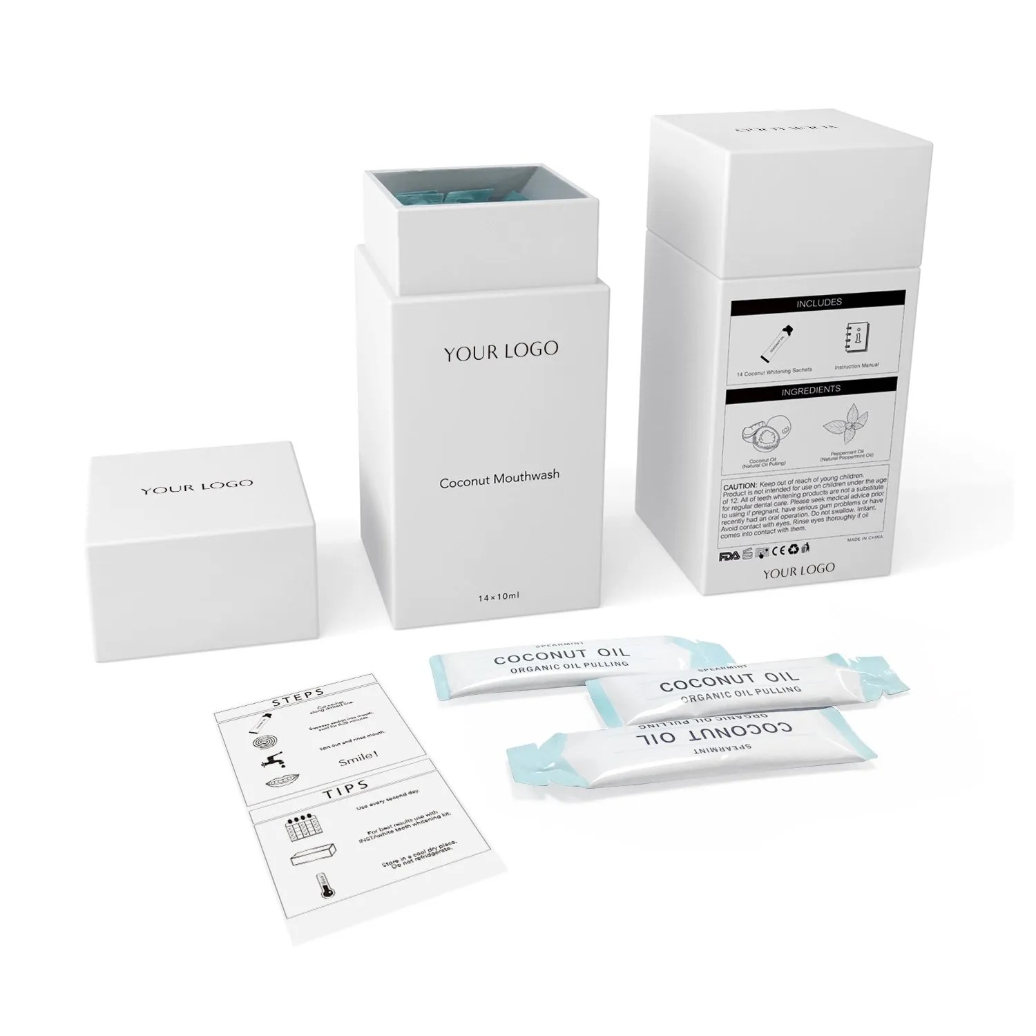 Private Label OEM Wholesale Natural Coconut Oil Pulling Bad Breath Remove Mouthwash LLRNCARE