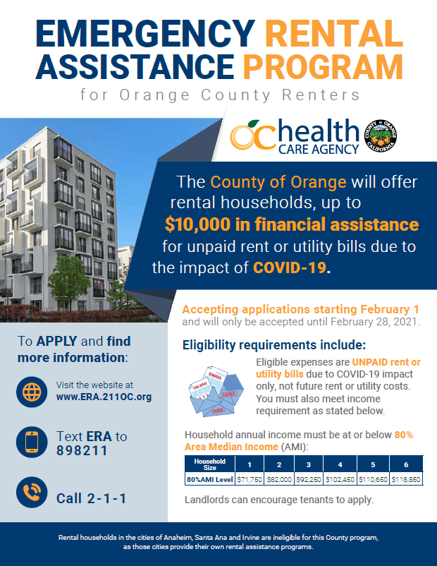 Orange County Rental Assistance, Deadline Feb. 28, 2021 La Mirada Lamplighter