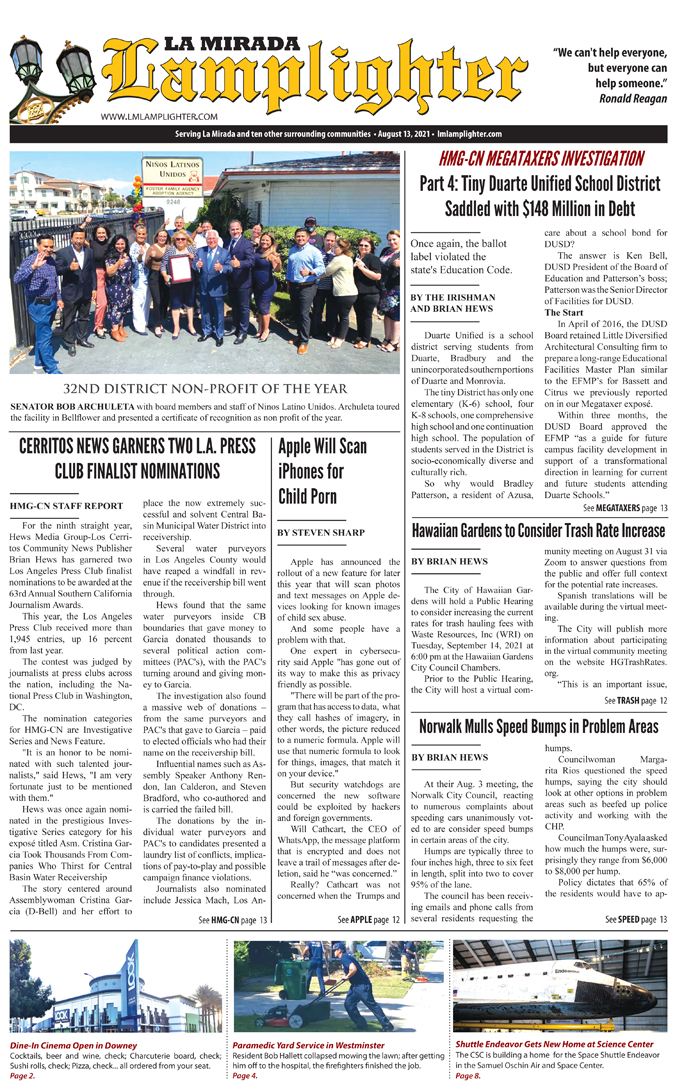 August 13, 2021 La Mirada Lamplighter eNewspaper La Mirada Lamplighter