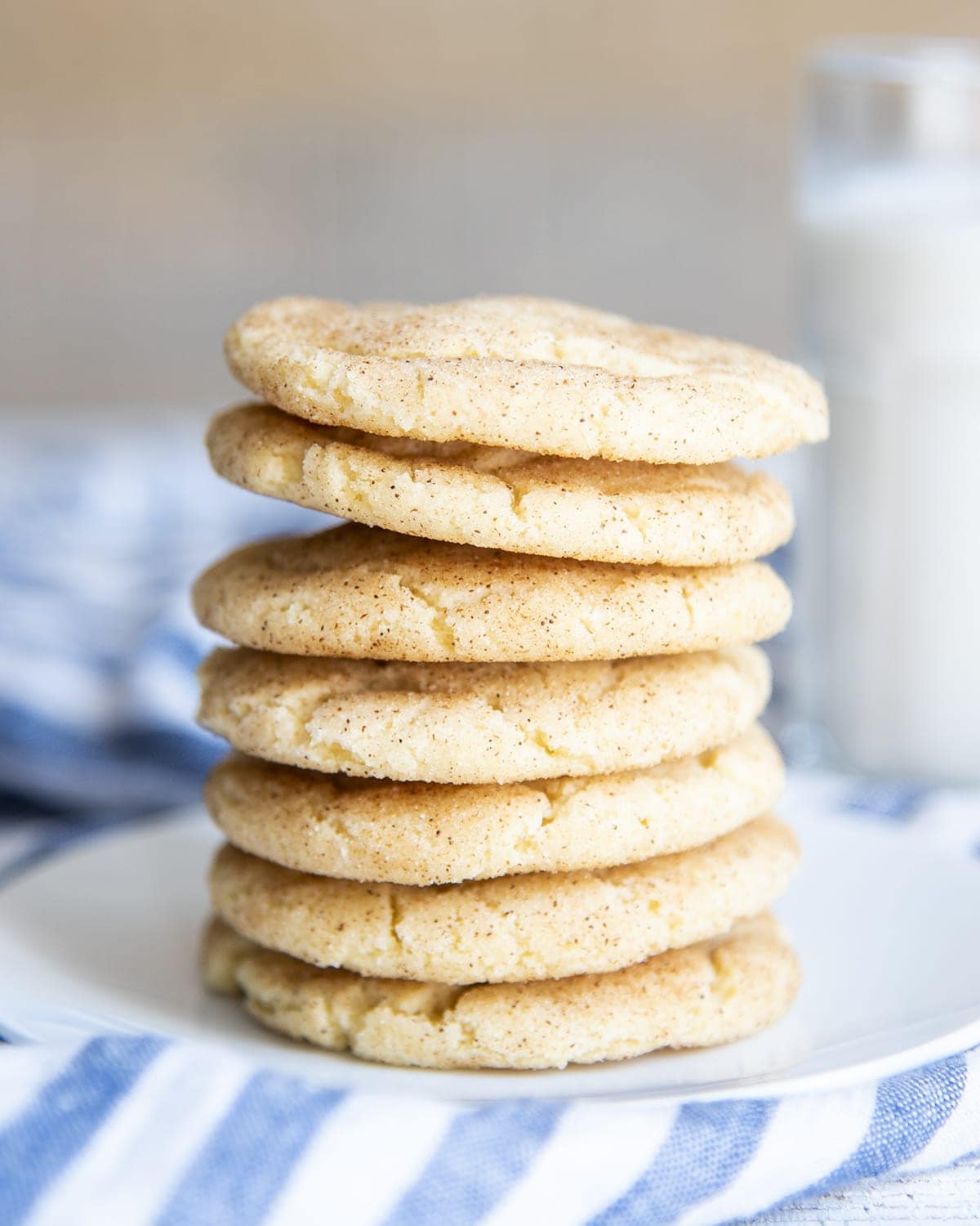 A stack of cinnamon sugar snickerdoodles.