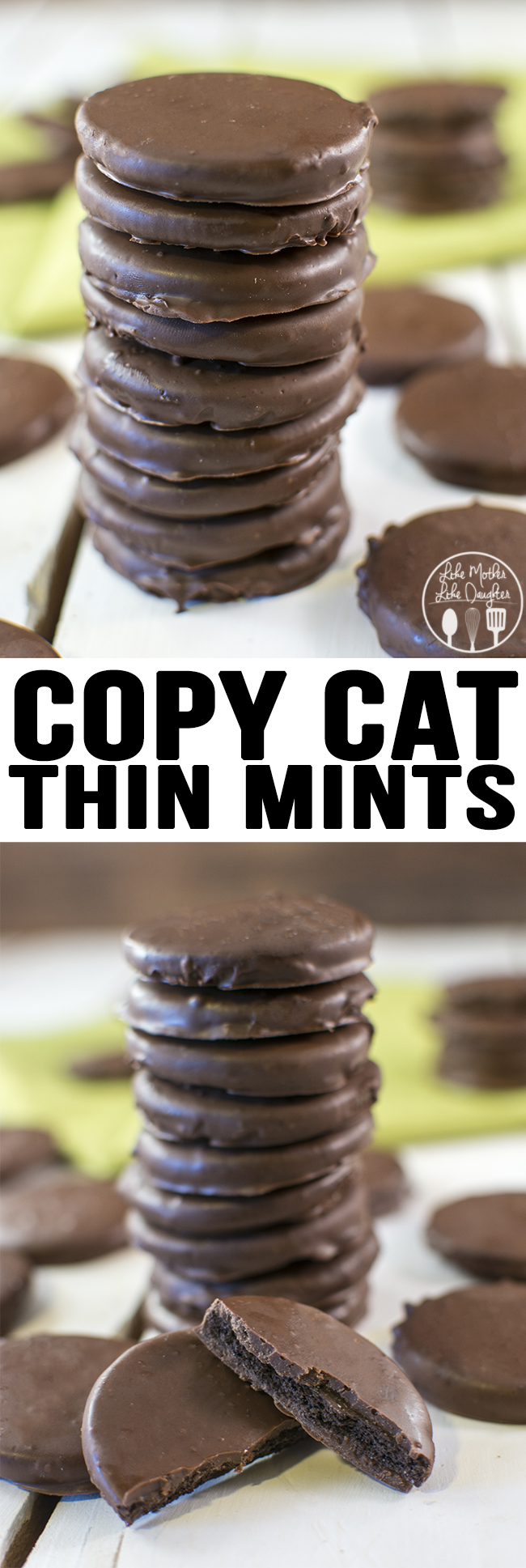 Title card for copy cat thin mints with text.