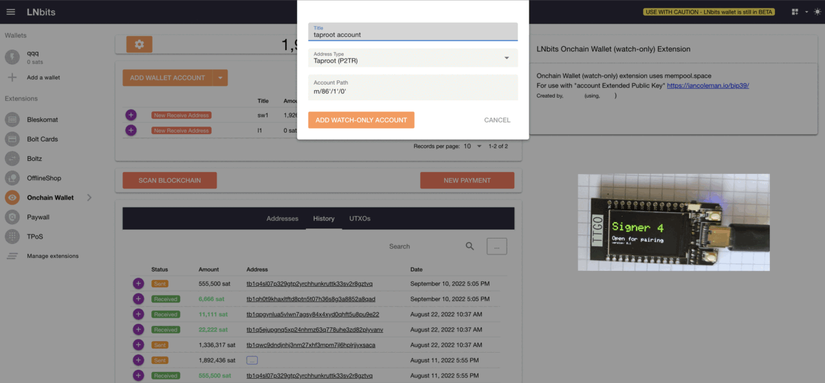 LNBits Free Open Source Bitcoin Hardware Wallet