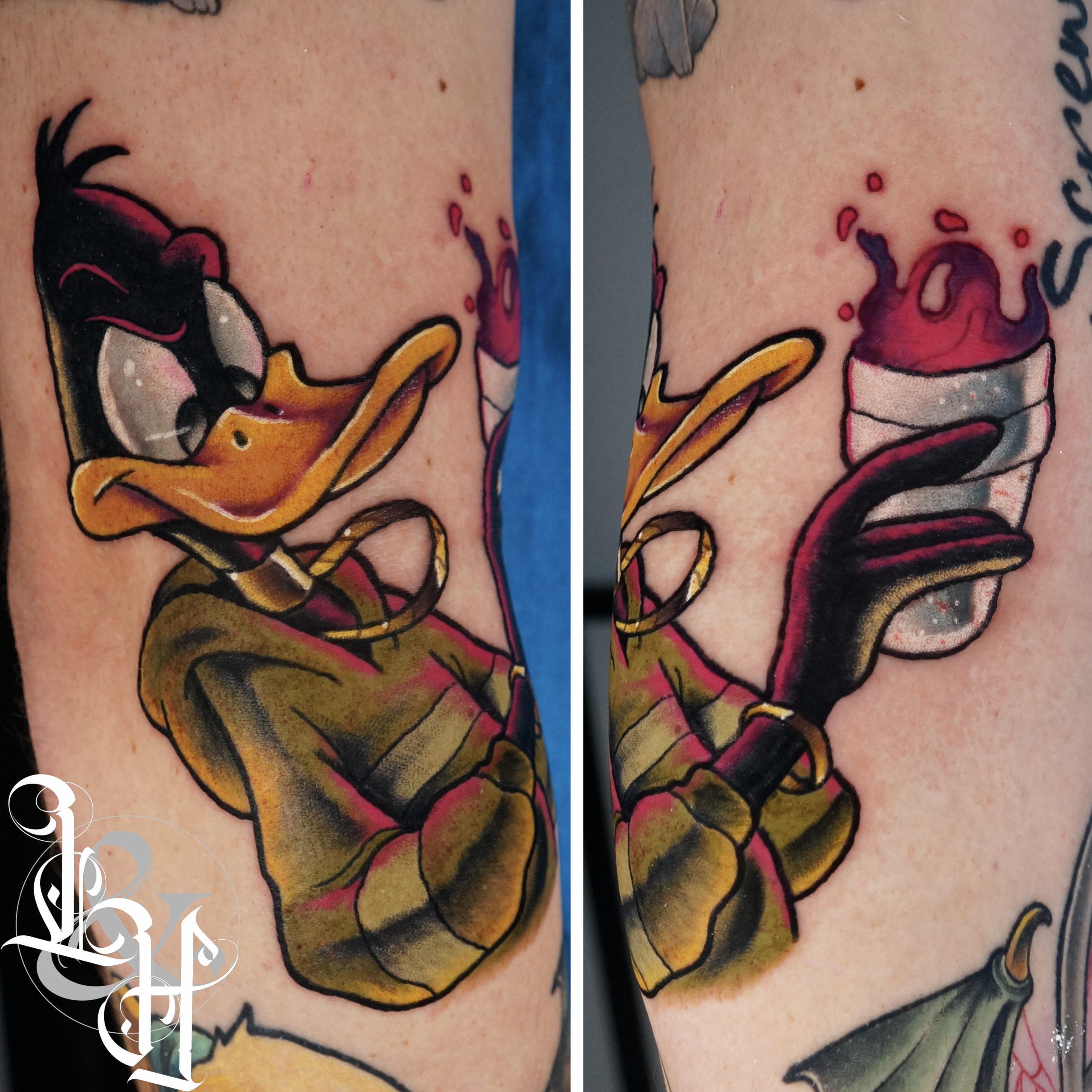 Color Bad Daffy Duck Tattoo Love n Hate