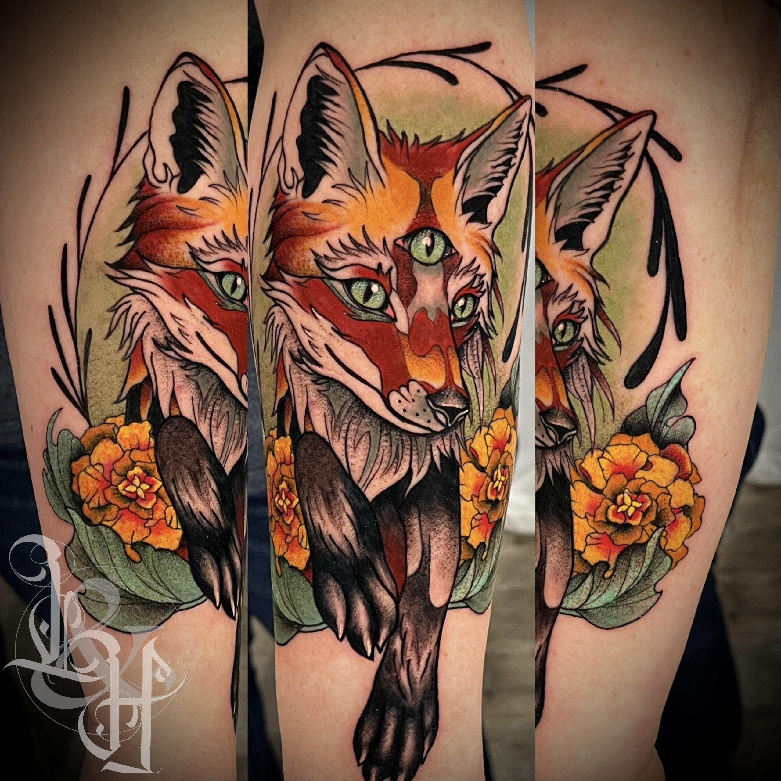 Update more than 81 fox with flowers tattoo super hot