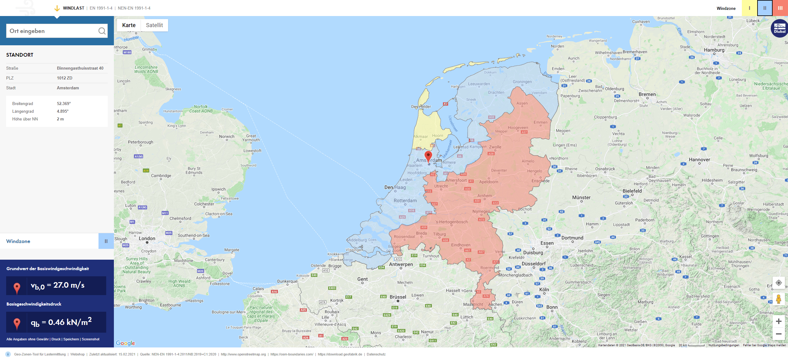 Wind Zones of the Netherlands According to Eurocode