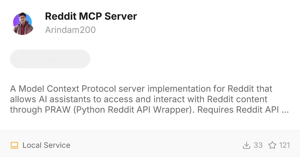 Reddit MCP Server MCP Servers · LobeHub