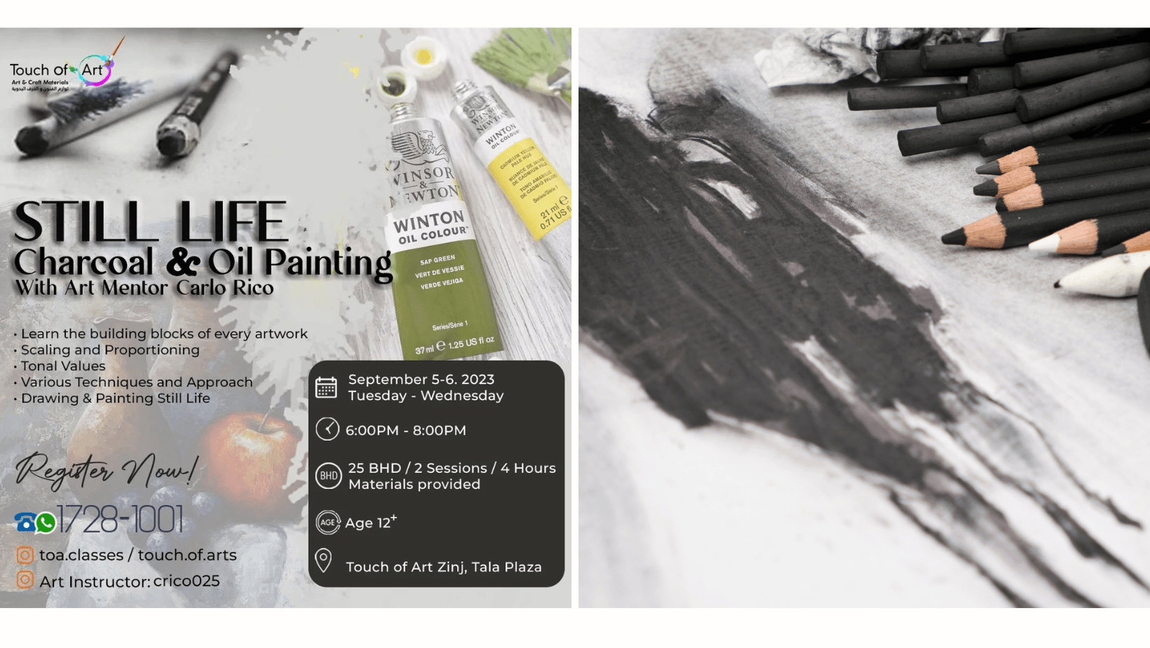 Art and Culture in Bahrain Charcoal & Oil Painting Local Bahrain