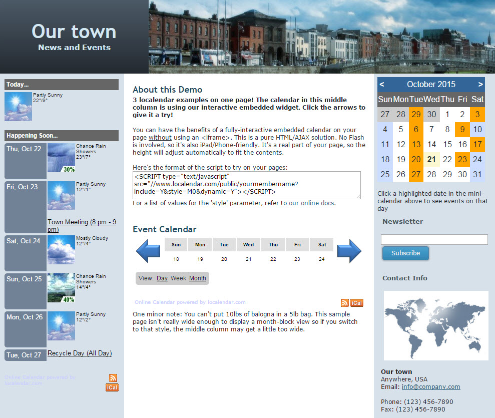 Free Web Calendar for Webmaster, School, Family, Churches localendar