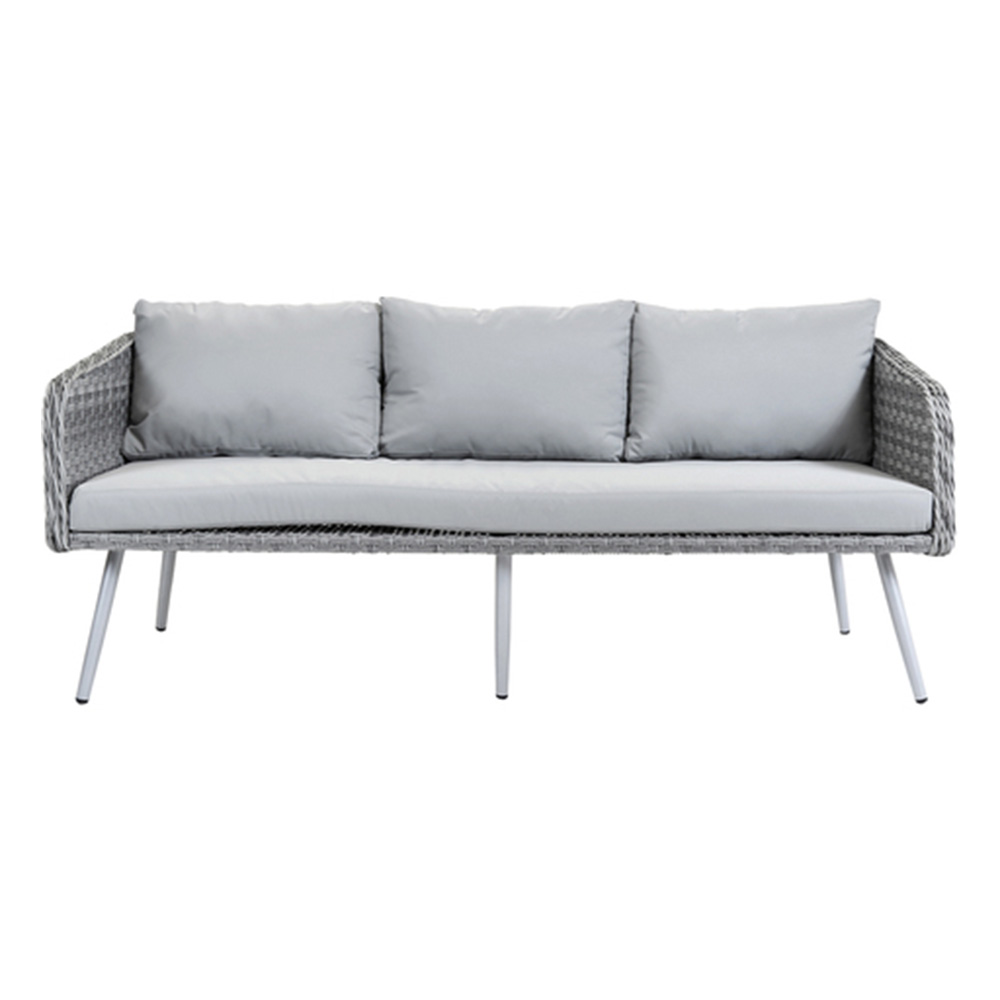 Rattan Sofa Light Grey 3 Seater Local Event Needs