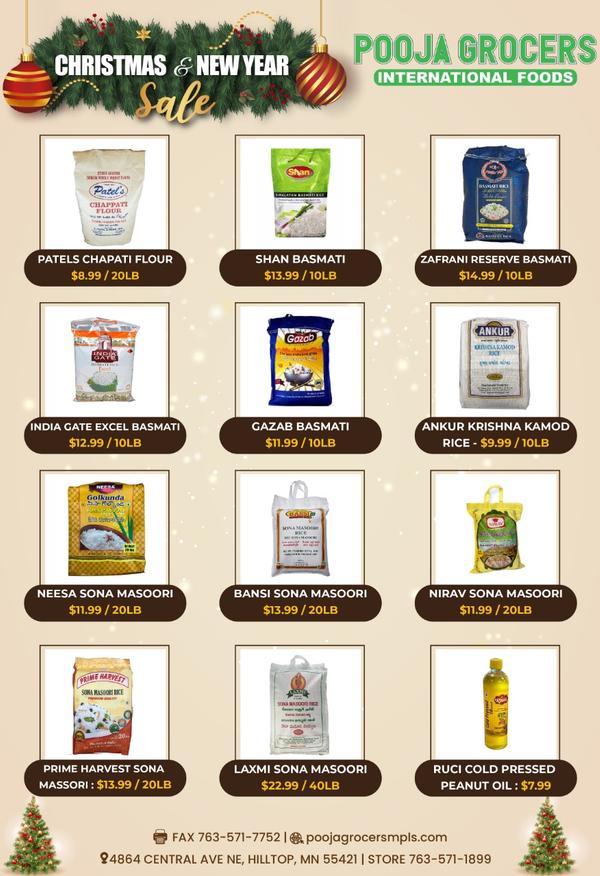 A CHRISTMAS & NEW YEARS SALE AT POOJA GROCERS