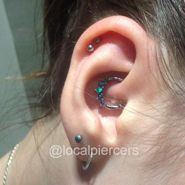  LOCAL PIERCERS Blue Opal Captive Ring 14g 1/2" Nipple Septum Daith Earring Piercing Opals