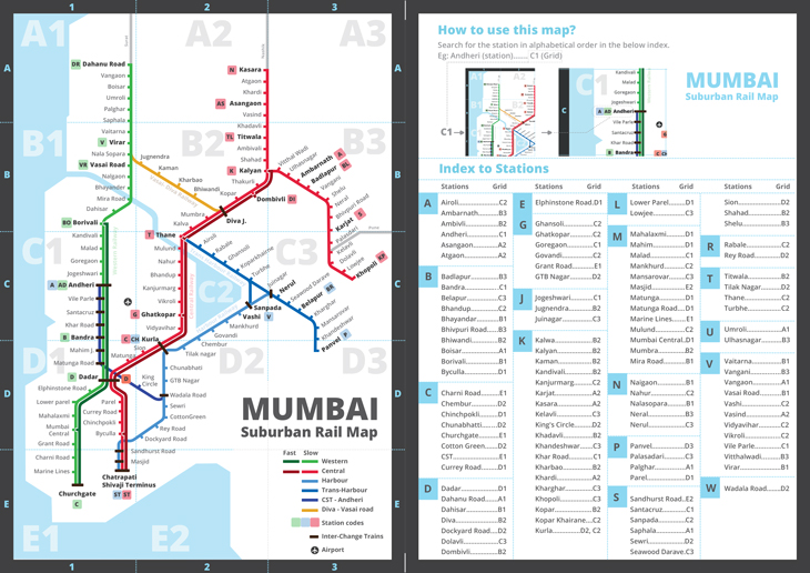 Mumbai Railway Network Map 2023 – Western Central.