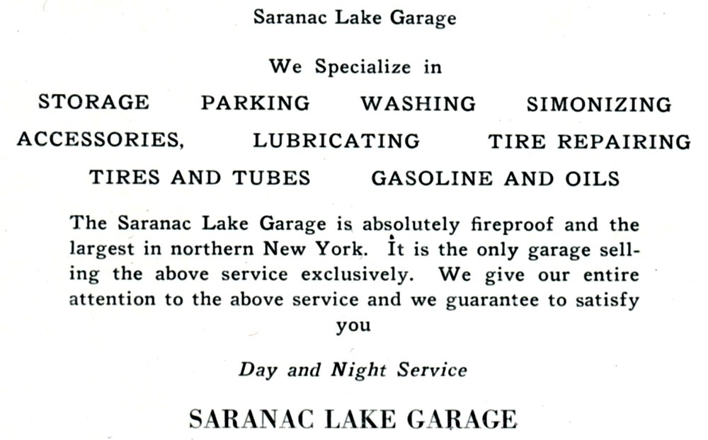 Information about "Saranac Lake Garage ad.jpg" on tousley storage