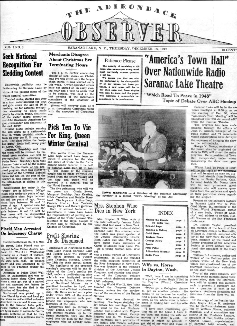Adirondack Observer Historic Saranac Lake LocalWiki