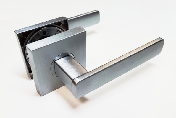 Square Brushed Chrome Door Handles, Available in Passage, Privacy and