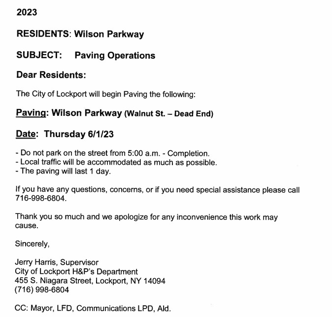 Wilson Parkway Paving Lockport, NY