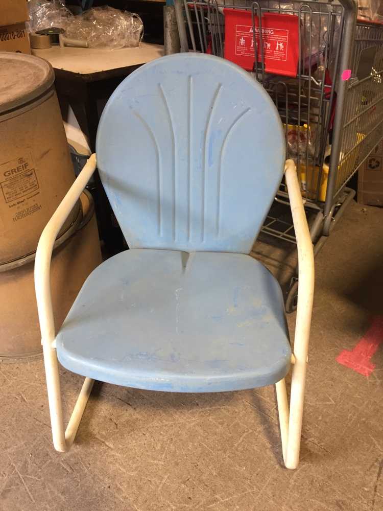 Retro Motel Chairs Blue Fanback Metal