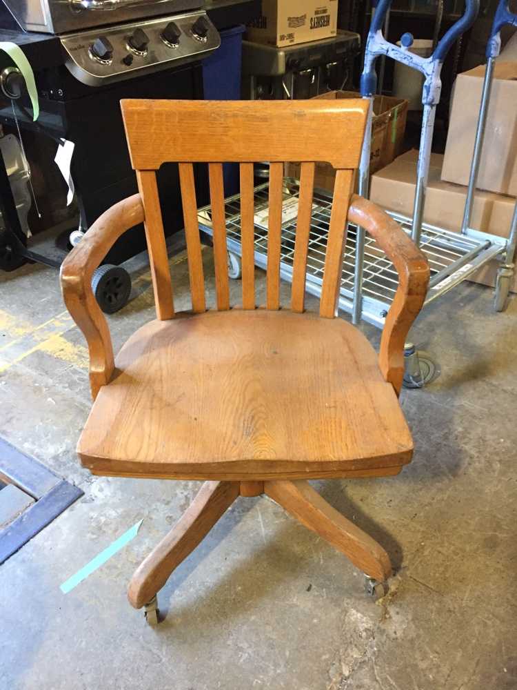 Vintage Wood Rolling Office Chair