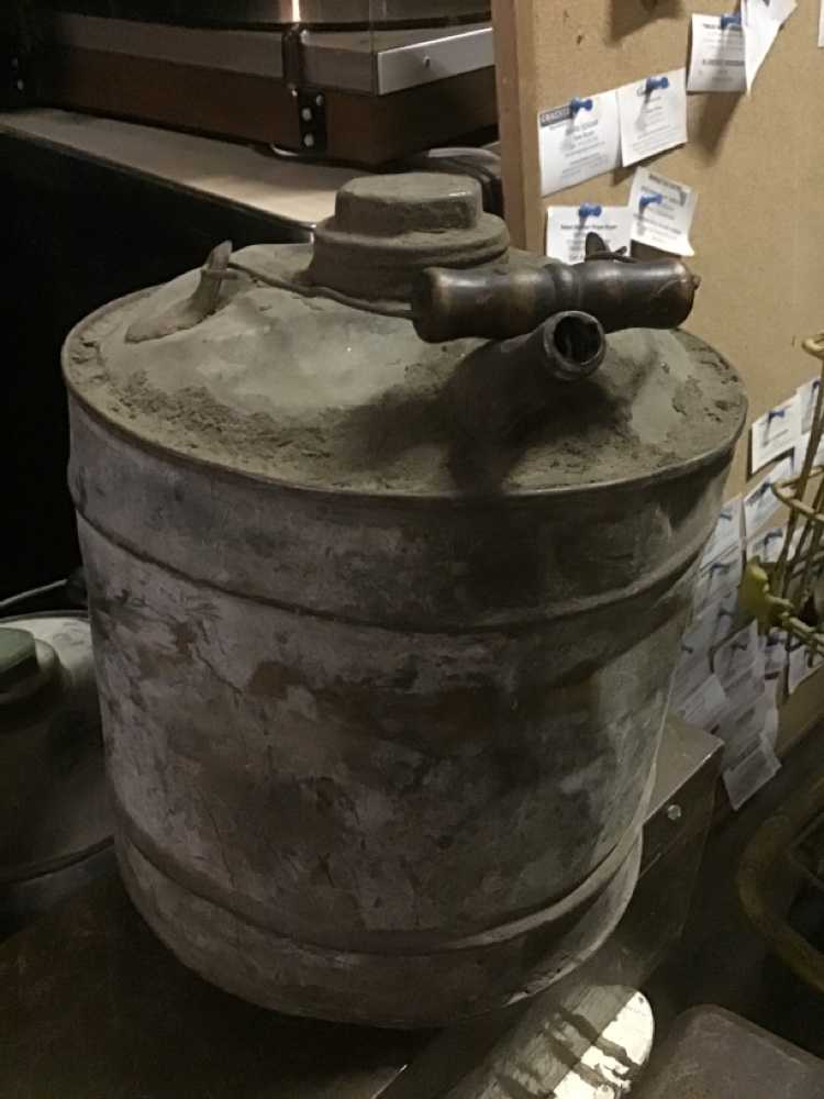 Vintage Grey Galvanized Water Cooler With Wood Handle