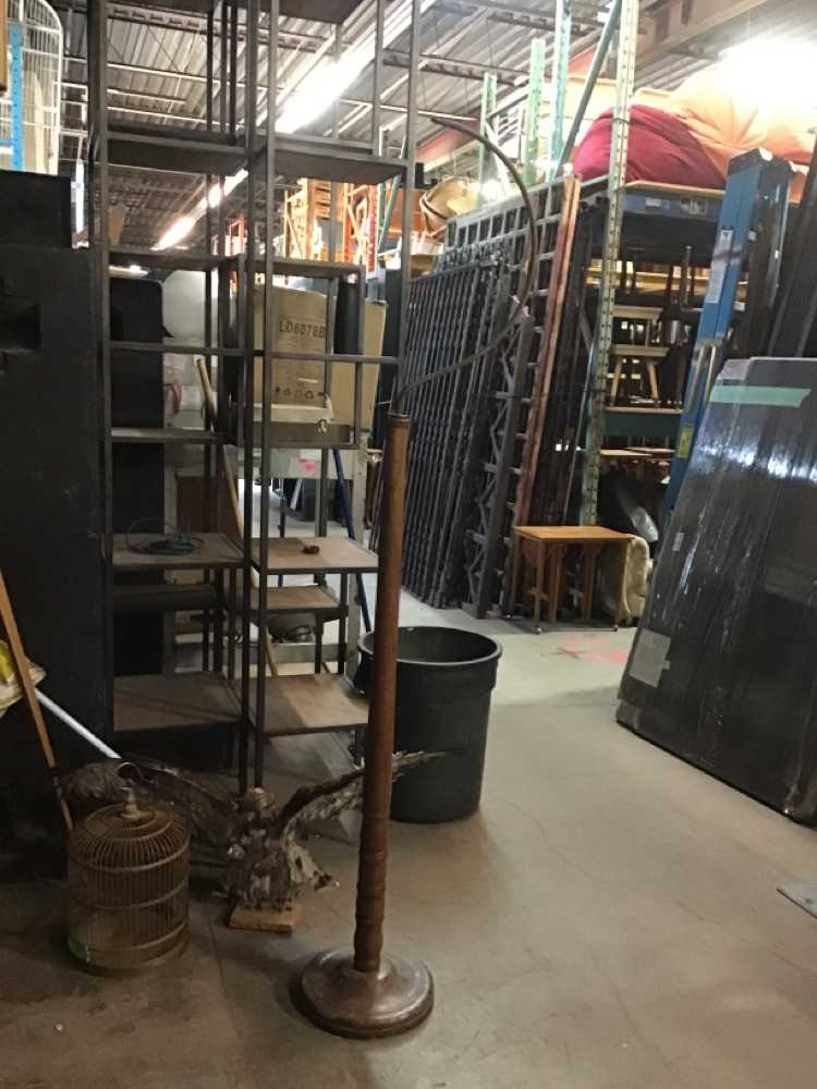 Brown Wood Bird Cage Stand With Brass Hook