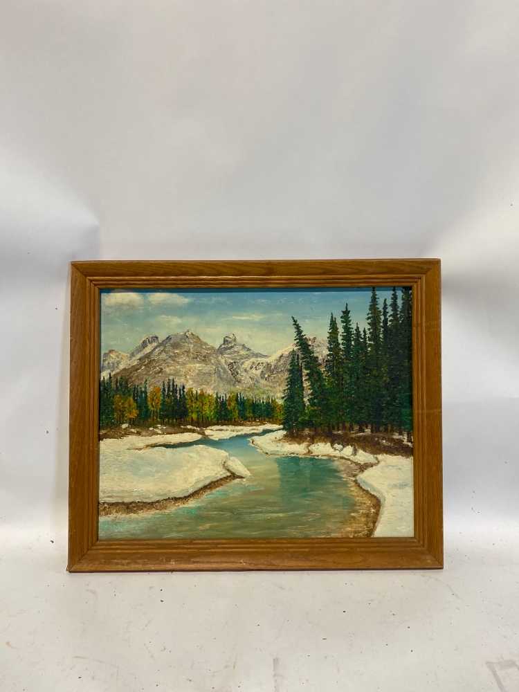 Acrylic Landscape Painting Wood Frame