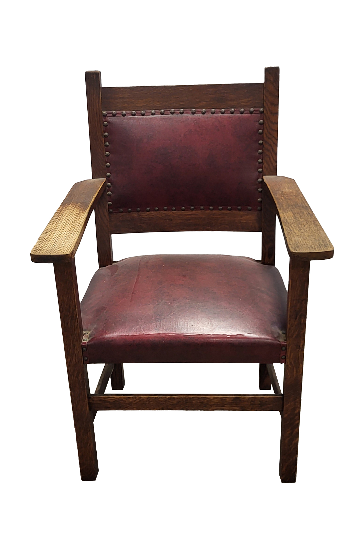 Red Leather Metal Accented Dining Chair, Head of the Table