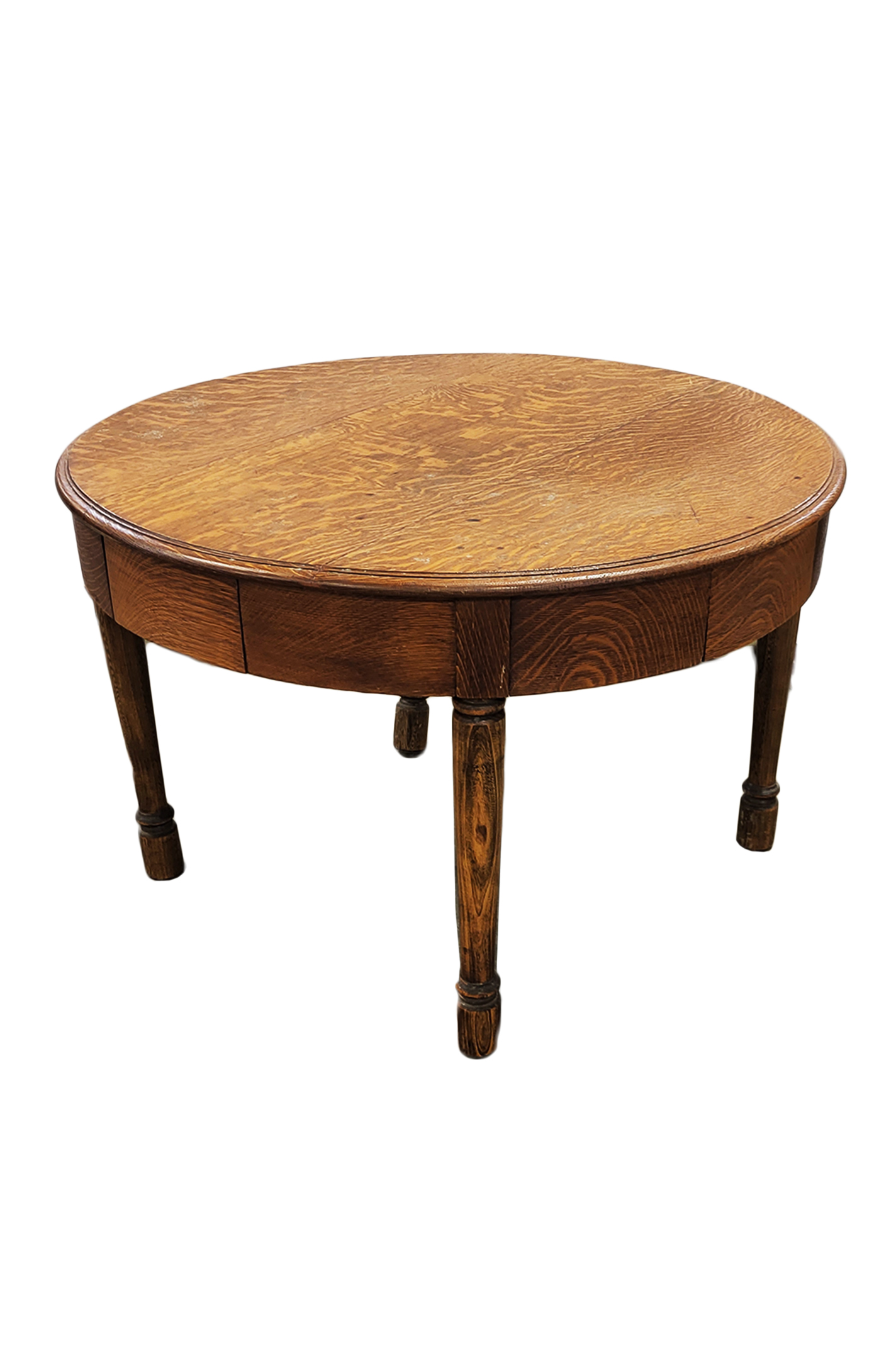 Round Vintage Coffee Table with Two Removable Drawers