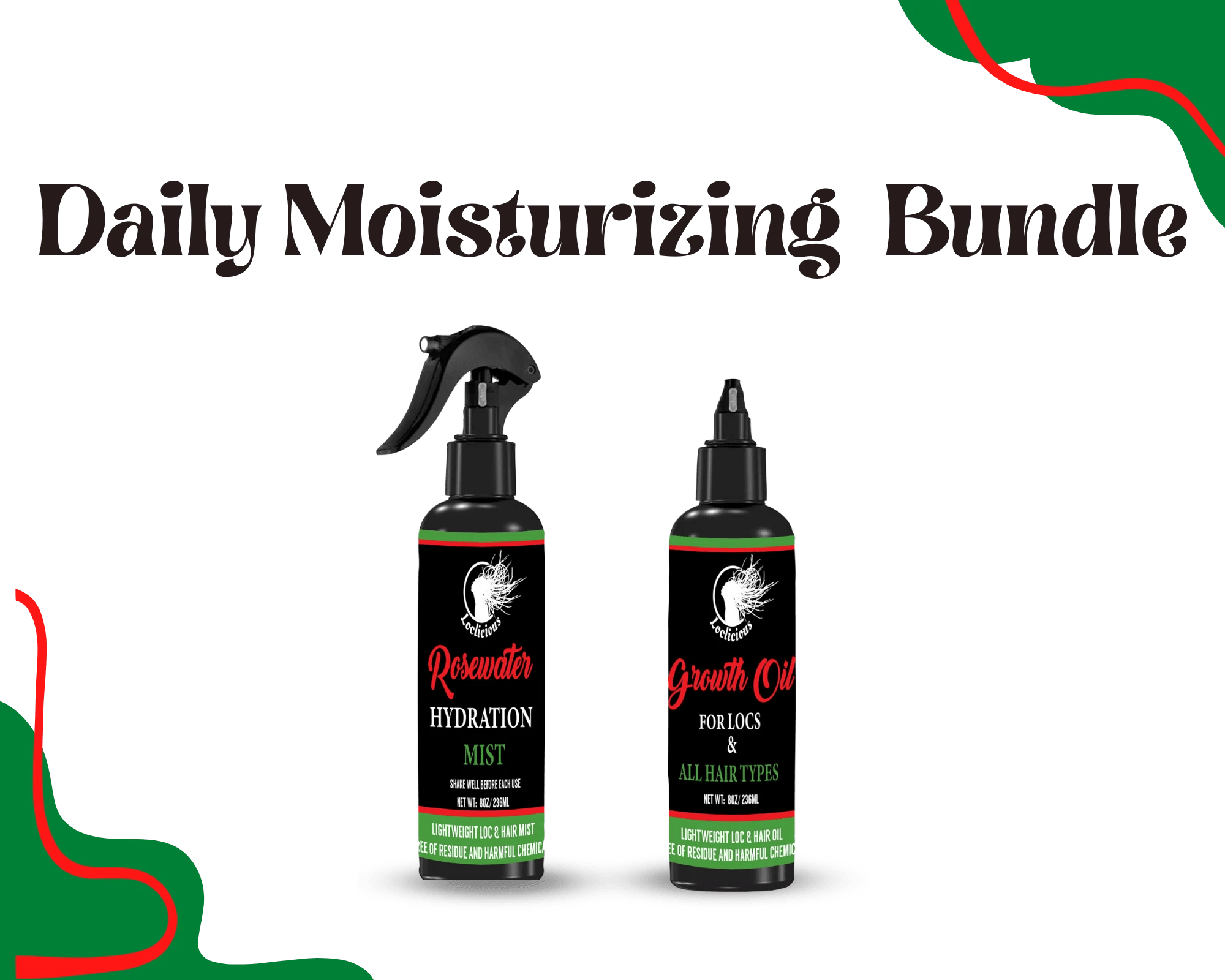 Loclicious Daily Moisturizing Haircare Bundle Rosewater & Loc Oil