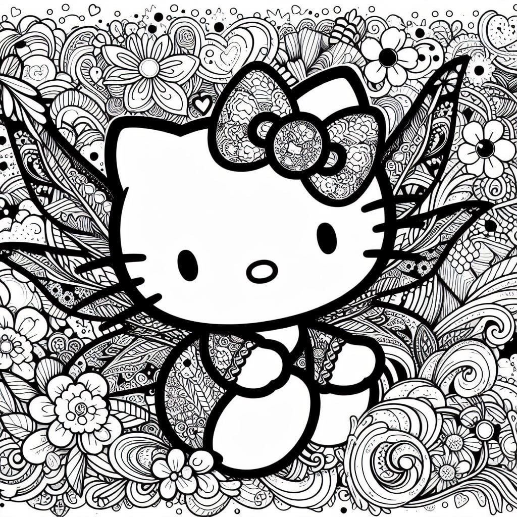 Dibujo de Hello Kitty hada para colorear