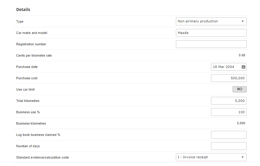 Car Expense for Business Individual Tax Return (ITR) LodgeiT