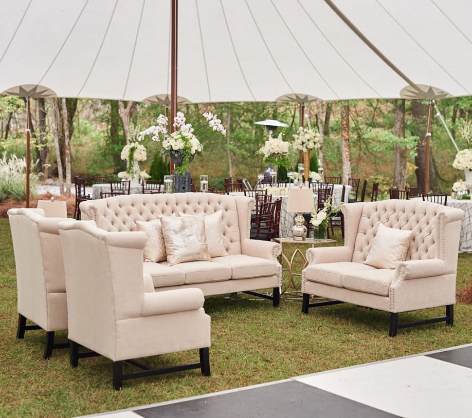 Main Lounge Furniture to Lake Oconee Event Company Tent