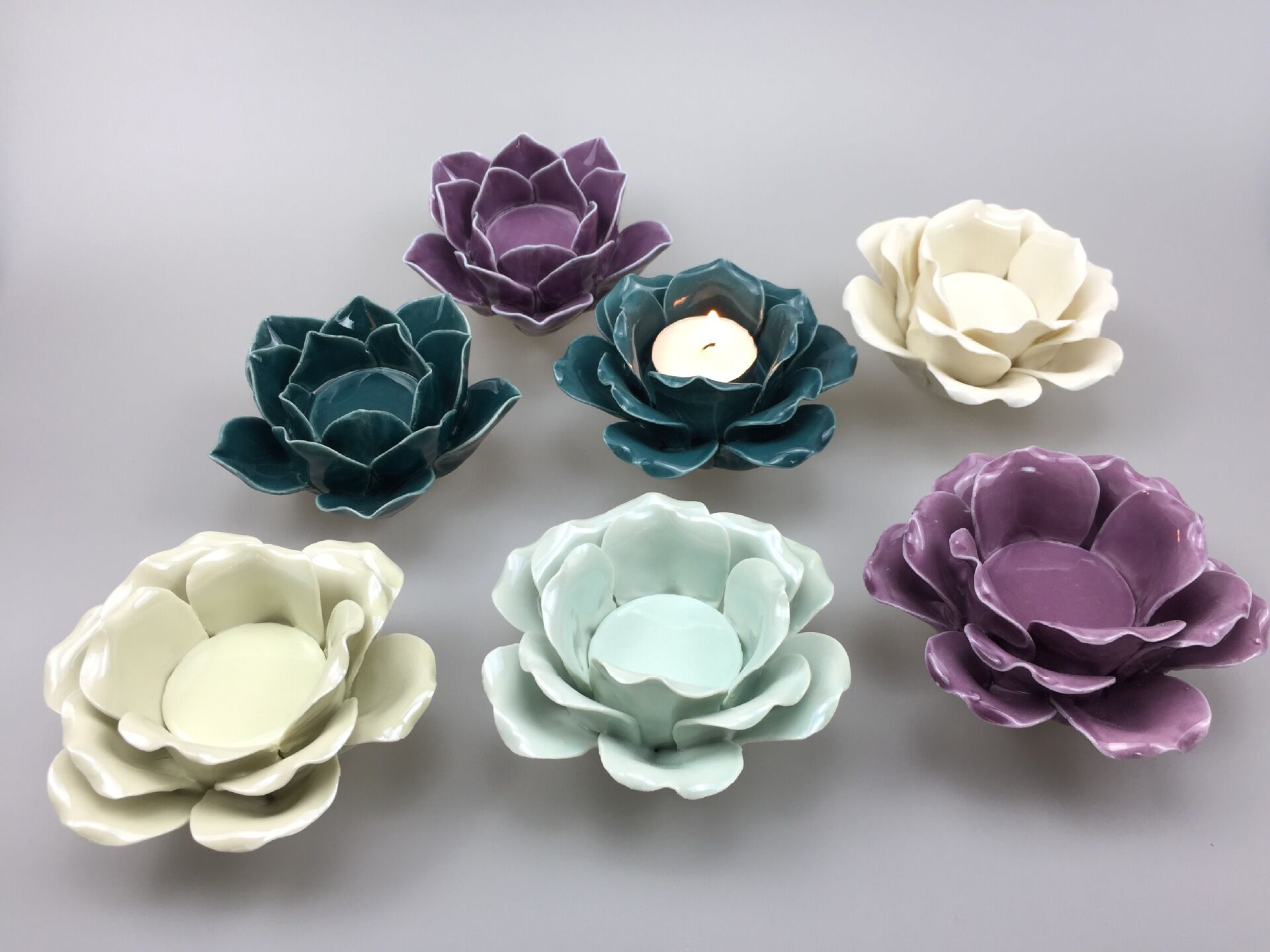 ceramic rose tea light candle holder