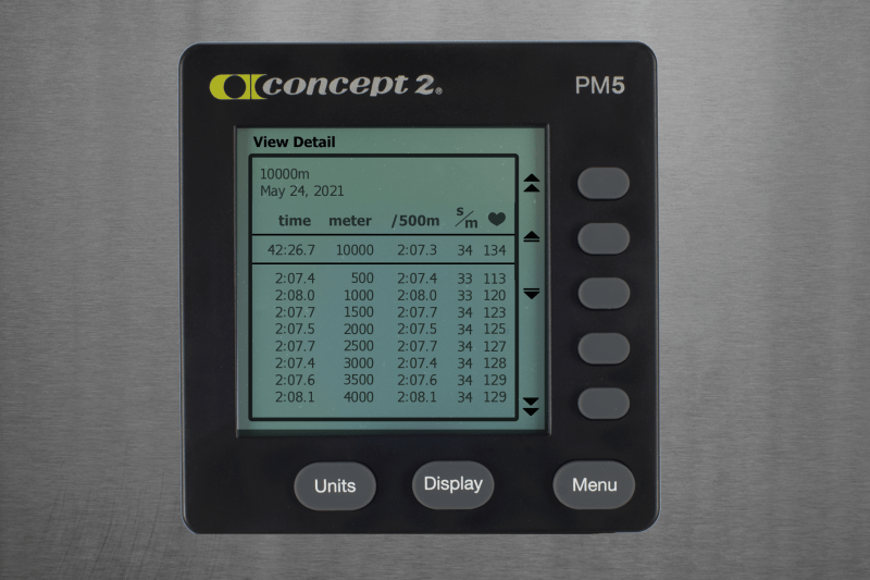 Concept2 Logbook 10000m row on May 24, 2021