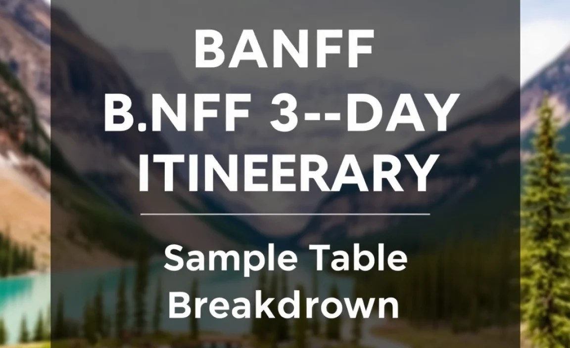 Banff 3-Day Itinerary: Sample Table Breakdown