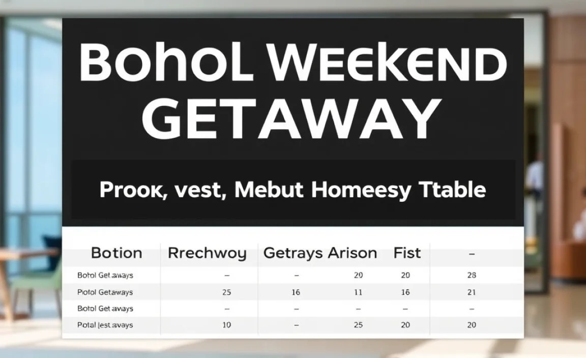 Bohol Weekend Getaway Comparison Table