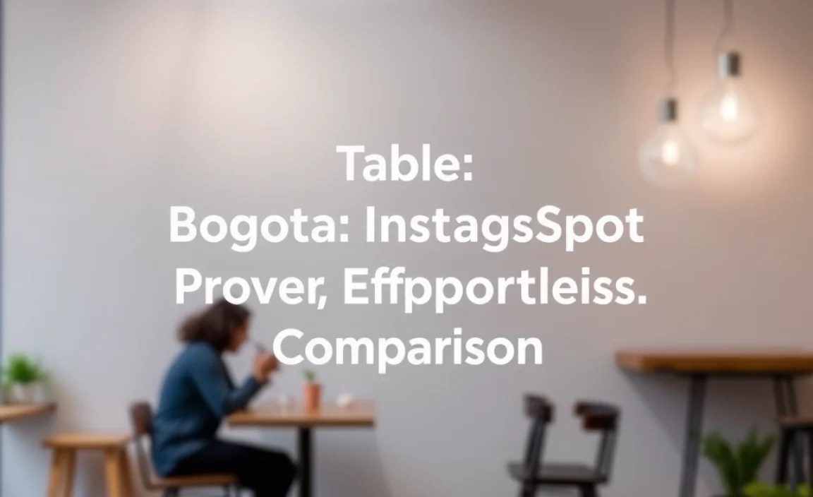 Table: Bogota Instagram Spot Quick Comparison