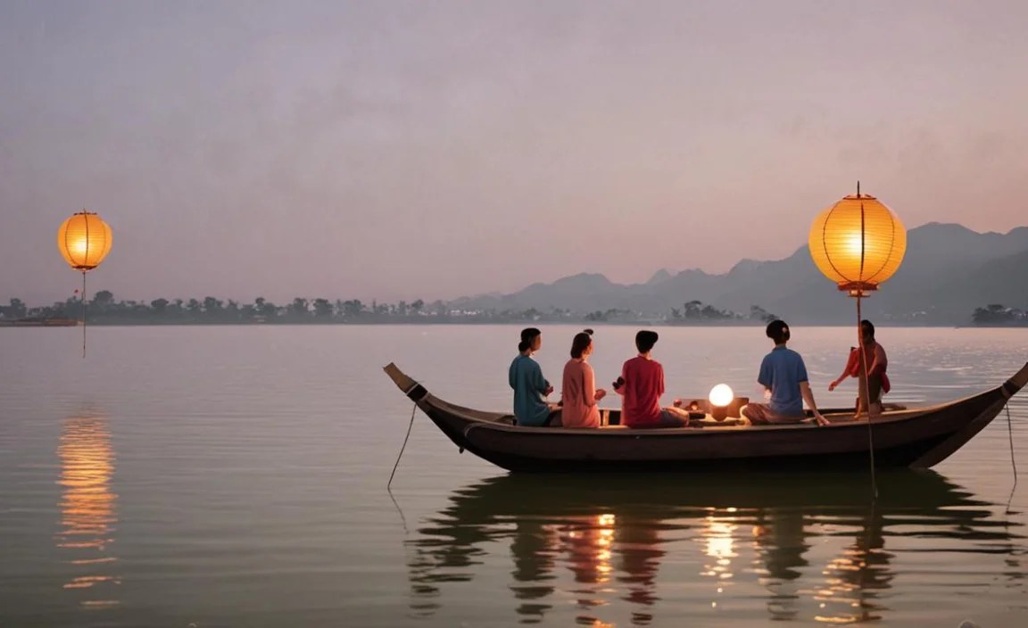 Experience Lakefront Lantern Floating In Vietnam Magic