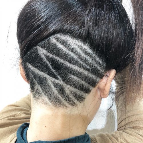 【刈り上げ女子】普段見えないところにワンポイント♪幾何学模様バリアート☆ LOG HAIR[ログヘアー] 広島市安佐南区山本のヘアサロン