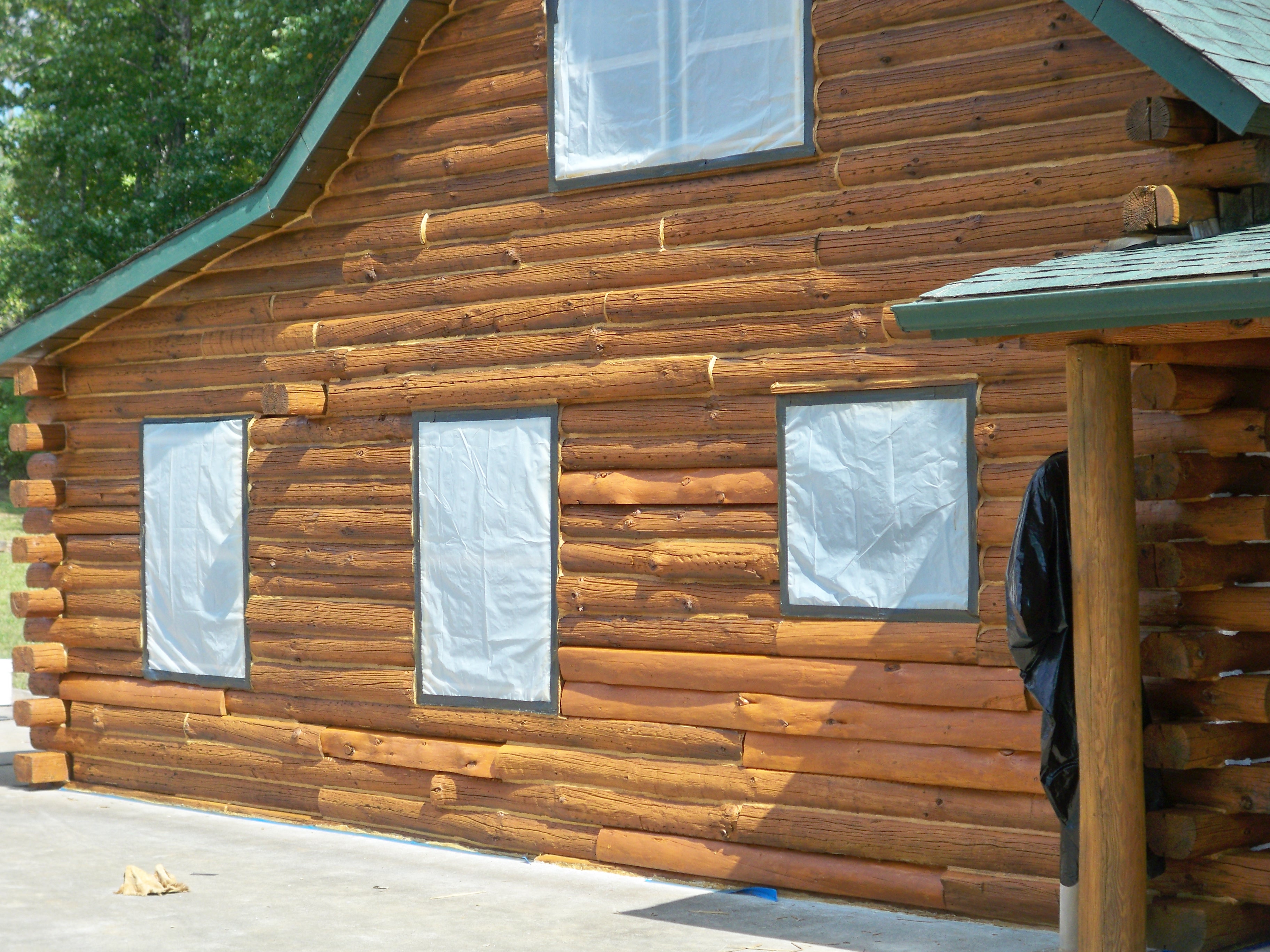 After staining Log Home Repair, Restoration, & Maintenance Virginia