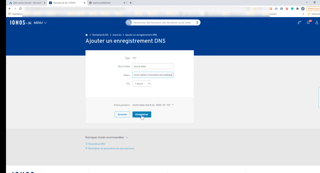Ajouter un domaine personnalisé à une application Azure