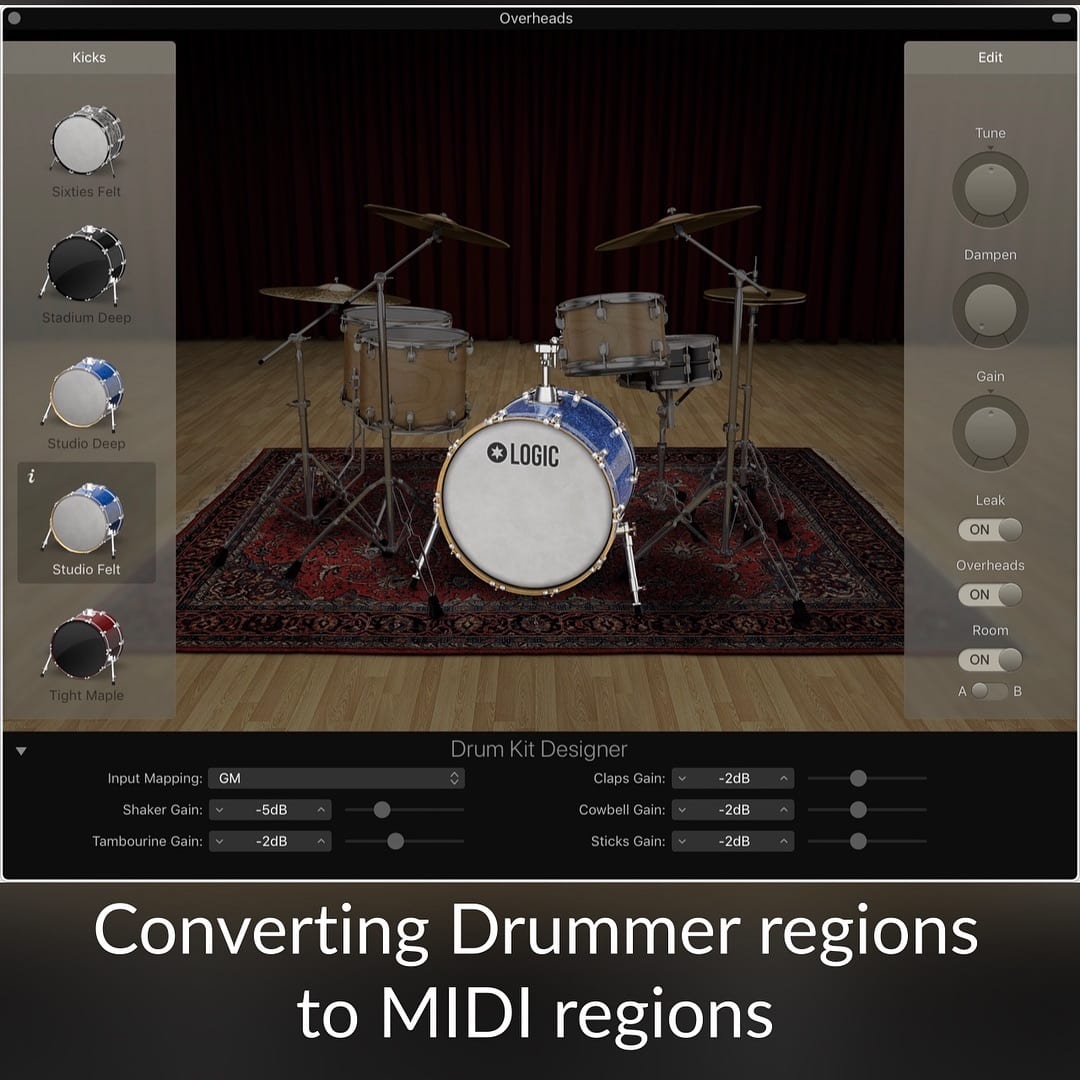 Converting Drummer Regions to MIDI Regions Logic Pro X For Dummies