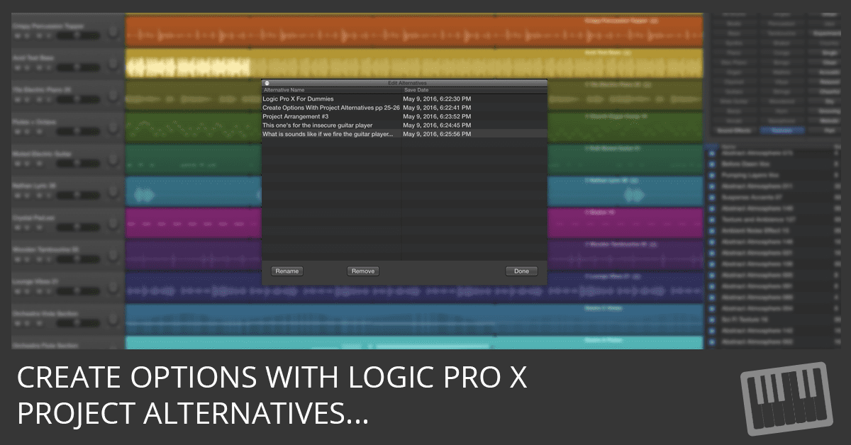 Create Options With Logic Pro X Project Alternatives Logic Studio